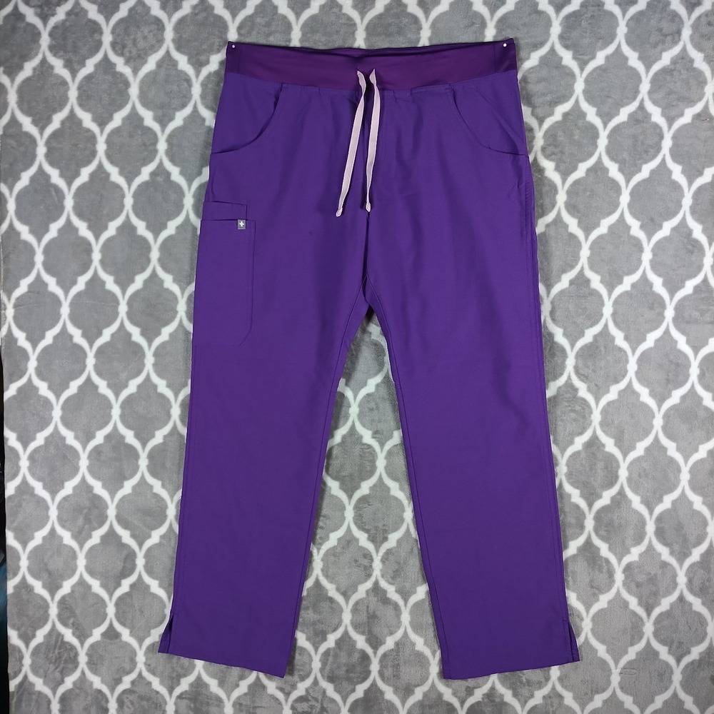 Figs Kade Cargo Scrub Pants Women L Purple Straight Leg Medical Nursing T21004